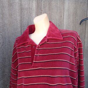 Vintage Velvety Burgandy Striped 1970s Pullover Shirt Silver Unicorn L
